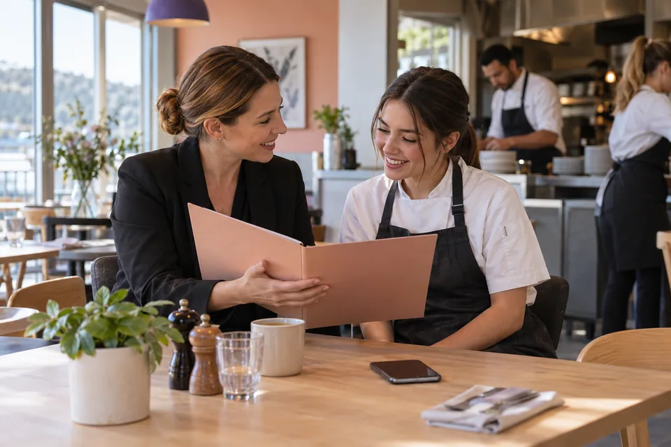 Manager welcoming a new colleague to a shift team