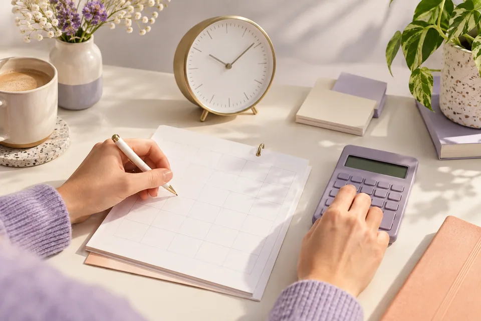 Desk clock and calendar illustrating time off and overtime choices